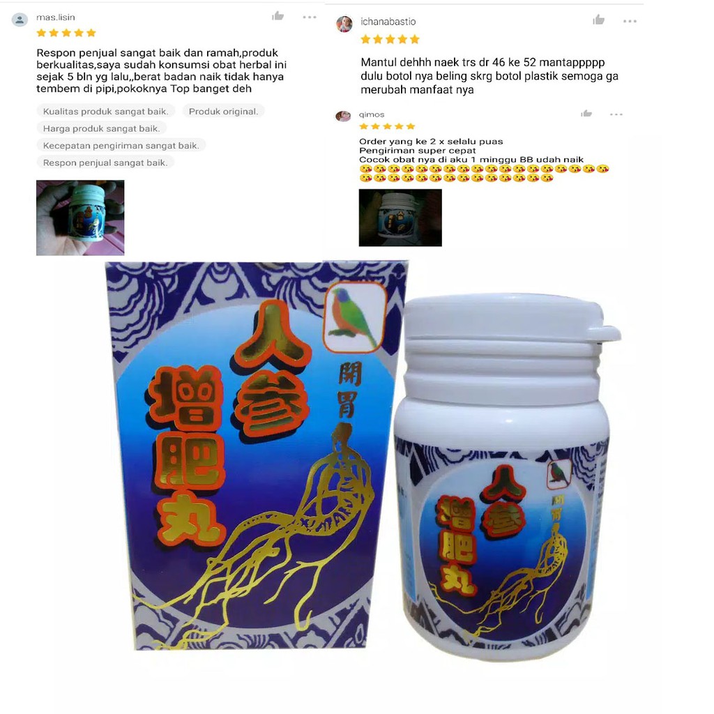 PENGGEMUK BADAN PERMANEN AMPUH GINSENG BIRU KEMASAN BARU