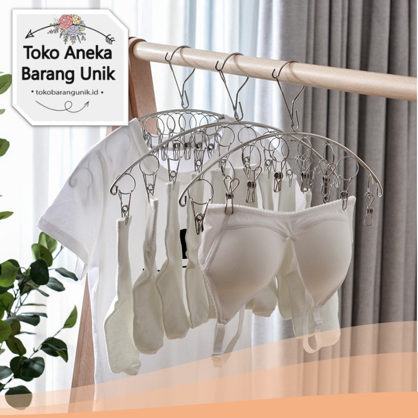 [ COD] Gantungan Jemuran Baju 8 Jepit Stainless Hanger Pakaian Bayi