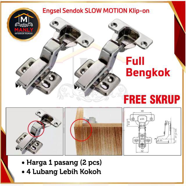 Engsel sendok slowmotion / engsel hidrolik Klip on Lurus / setengah bengkok  /full bengkok FREE SKRUP | Shopee Indonesia