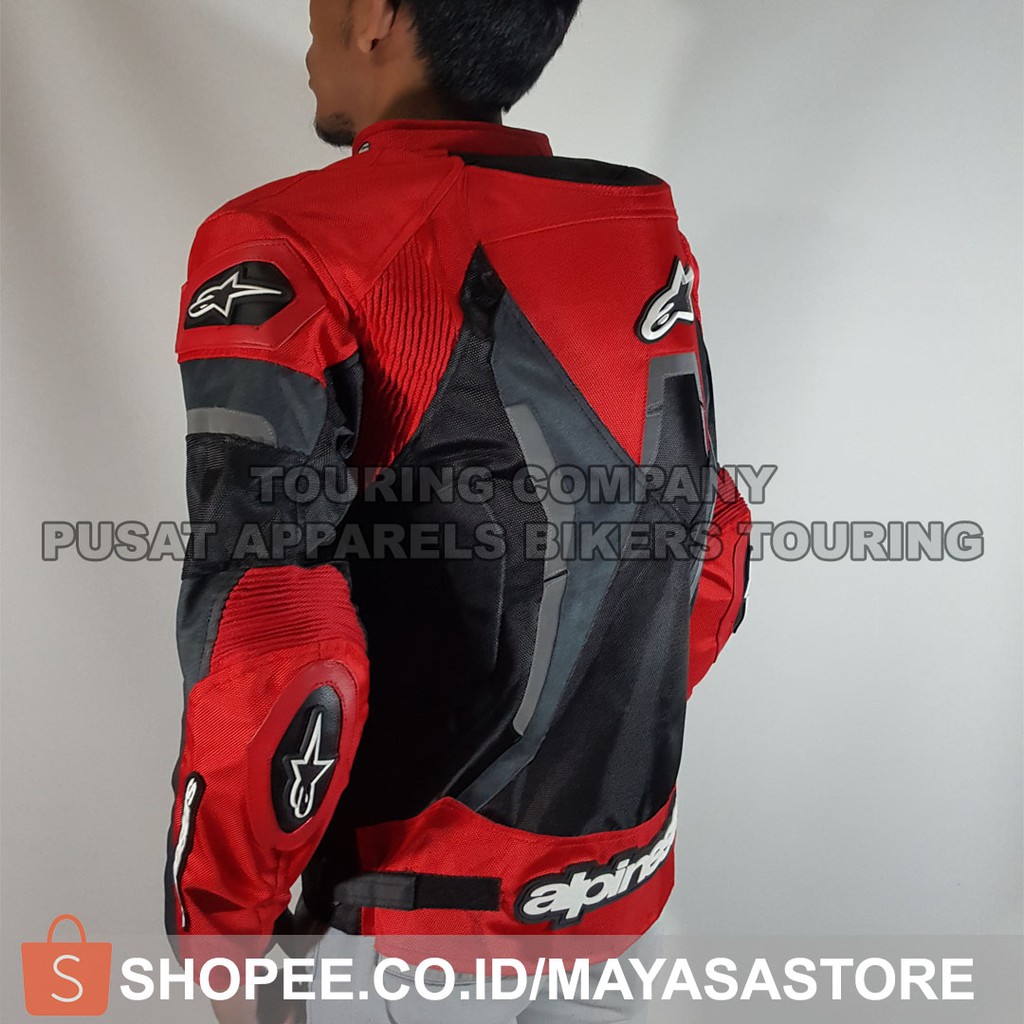 Jual Jaket Motor Full Protector Hitam Merah Motor Balap / Jaket Touring Bikers Protector Touring Company | Shopee Indonesia