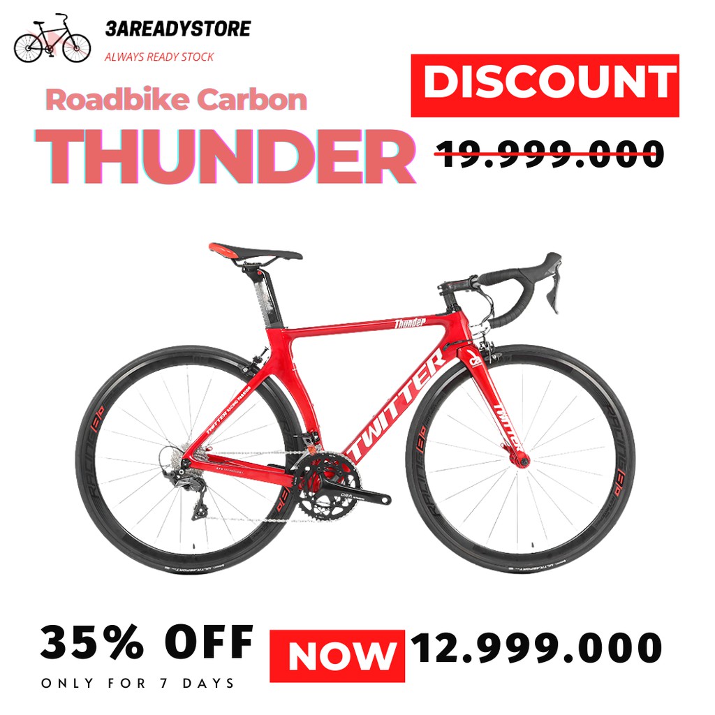 Jual Sepeda Roadbike Full Carbon Twitter Thunder Retrospec 22 Speed | Shopee Indonesia