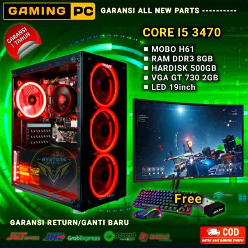Pc Gaming Editing I5 Fullset Monitor 19 Inch Siap Pakai