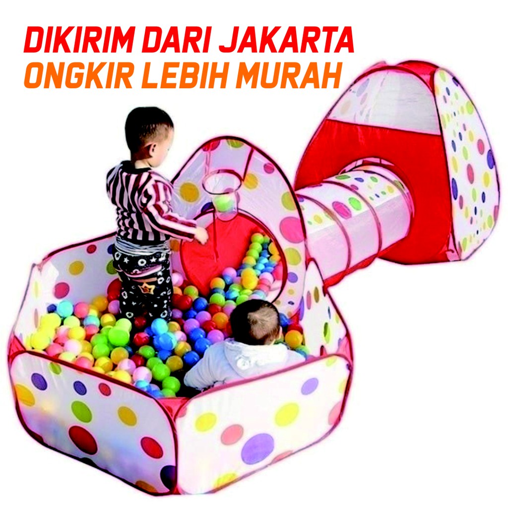 Jual Tenda Anak Mandi Bola An8110 Dengan Terowongan Mainan 4 In 1 | Shopee Indonesia