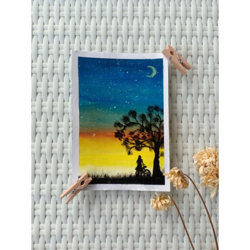 Jual Lukisan Pemandangan / Lukisan Akrilik / Lukisan Handmade / Sunset Painting Indonesia|Shopee Indonesia 800_X_800_jpg
