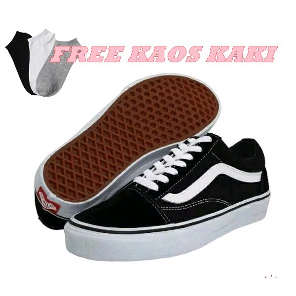 SEPATU VANS AUTHENTIC FULL BLACK HITAM POLOS WHITE PUTIH OLDSKOOL
