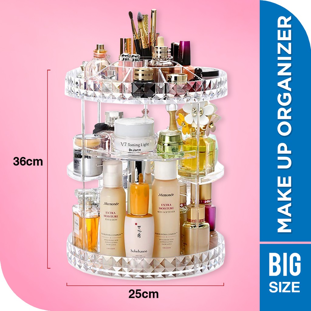 Rak Make Up Rak Kosmetik Putar Organizer Acrylic 360 derajat