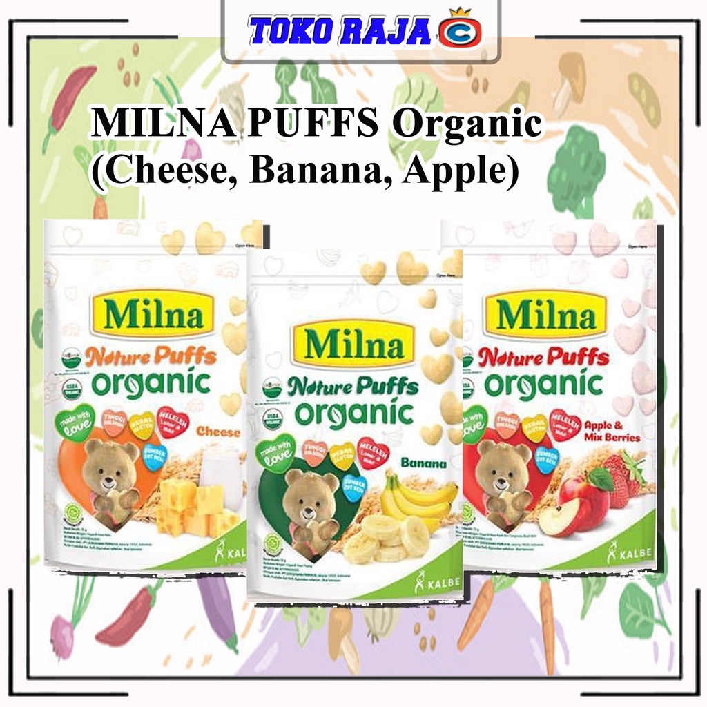 Jual Milna Puffs Organic (Cheese, Banana, Apple) Shopee Indonesia