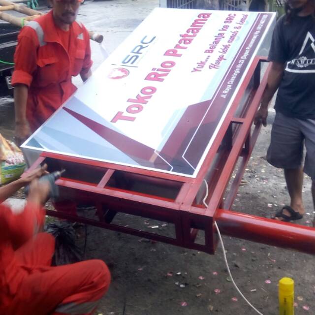 Neonbox ukuran 2x1 (dua muka) plus tiang dan pemasangan | Shopee Indonesia