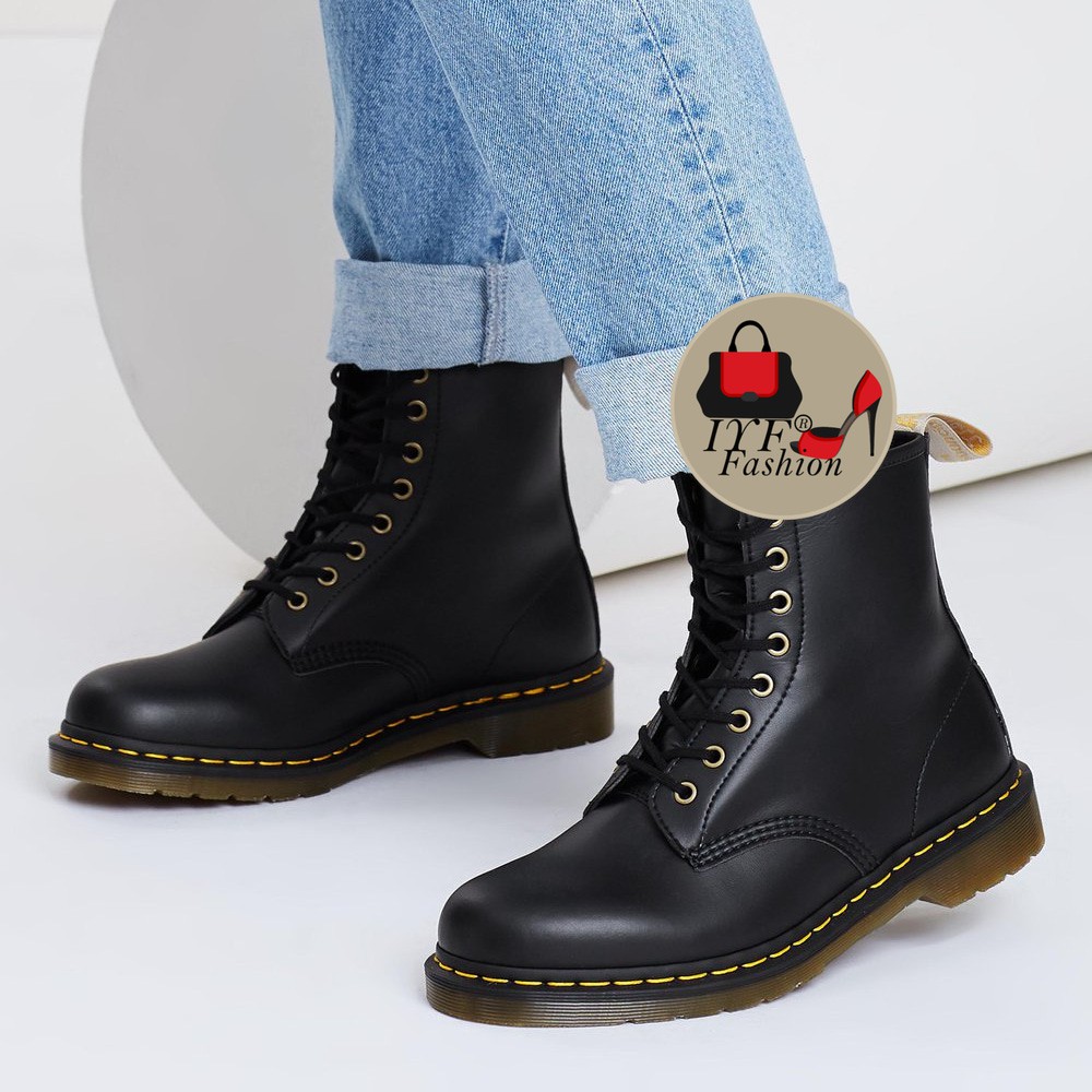 Jual Sepatu Boots Formal Original Dr. Martens 1460 Vegan Leather - Black | Shopee Indonesia