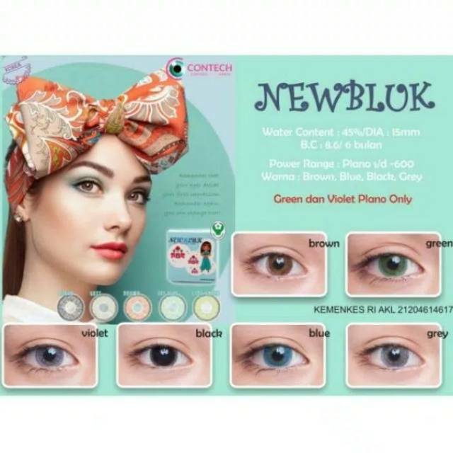Jual Softlens Newbluk Korea New Bluk Ctk Coklat Hitam Biru Abu-Abu Mirip Nobluk Diameter Besar 15 Mm | Shopee Indonesia