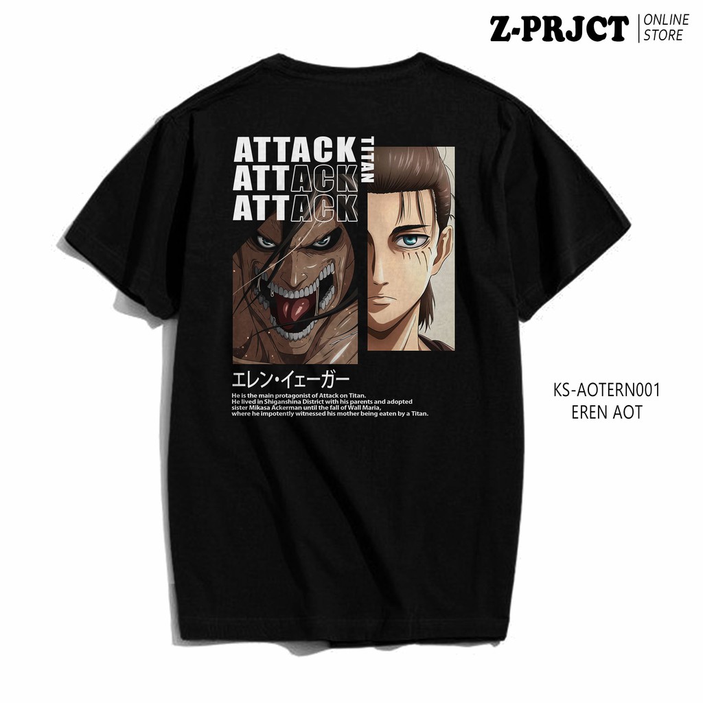 ZPRJCT TShirt Anime Attack On Titan Eren Jaeger Black Limited Edition