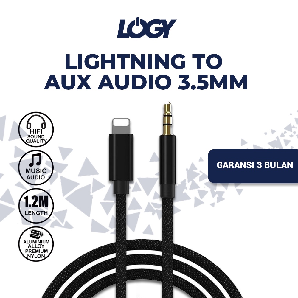 Jual Kabel Aux Iphone Audio Cable 3,5Mm To Lightning Jack For Speaker Headphone Mobil Support X Xs 11 12 | Shopee Indonesia