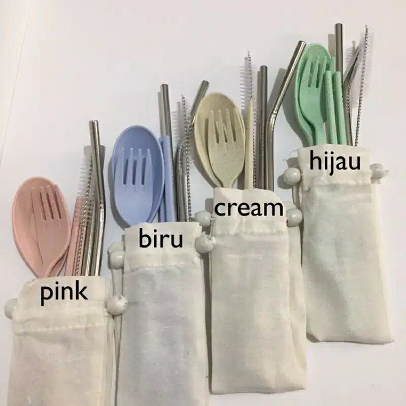 Jual PAKET LENGKAP EKONOMIS (CUTLERY SET, STAINLESS STRAW, POUCH