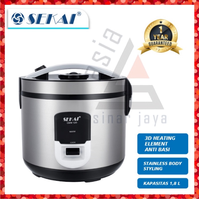 Jual SEKAI Rice Cooker 3in1 CMW520 Penanak Nasi Stainless 1,8 Lt