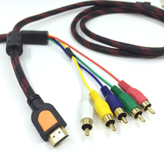 Jual High Speed Hdmi To 5 Rca Cable Gold Plated 1.5 Meter - Hmrm01505 - Black | Shopee Indonesia