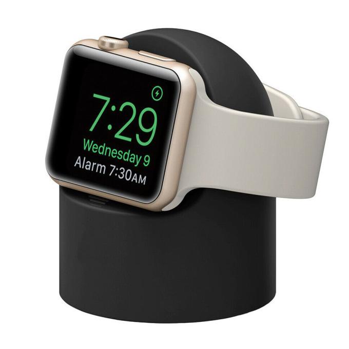 Jual Apple Watch Charging Station Sillicone Dock Holder Cable Stand Silikon - Black | Shopee Indonesia