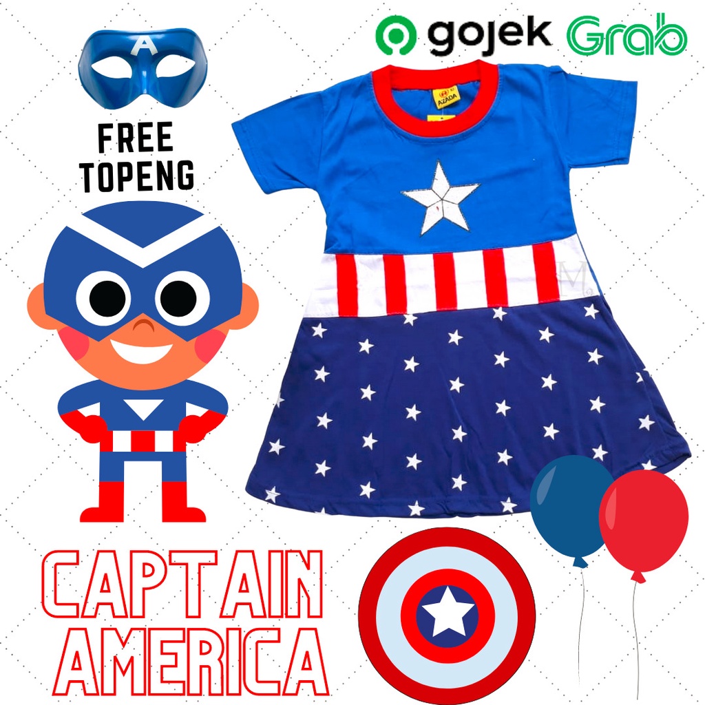Jual KOSTUM ANAK / COSPLAY SUPERGIRL CAPTAIN AMERICA ANAK PREMPUAN