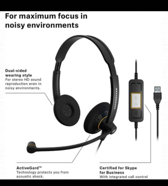 Jual Sennheiser Sc 60 Usb Ml / Sc60 Usb Ml Usb Double - Sided Headset Original | Shopee Indonesia