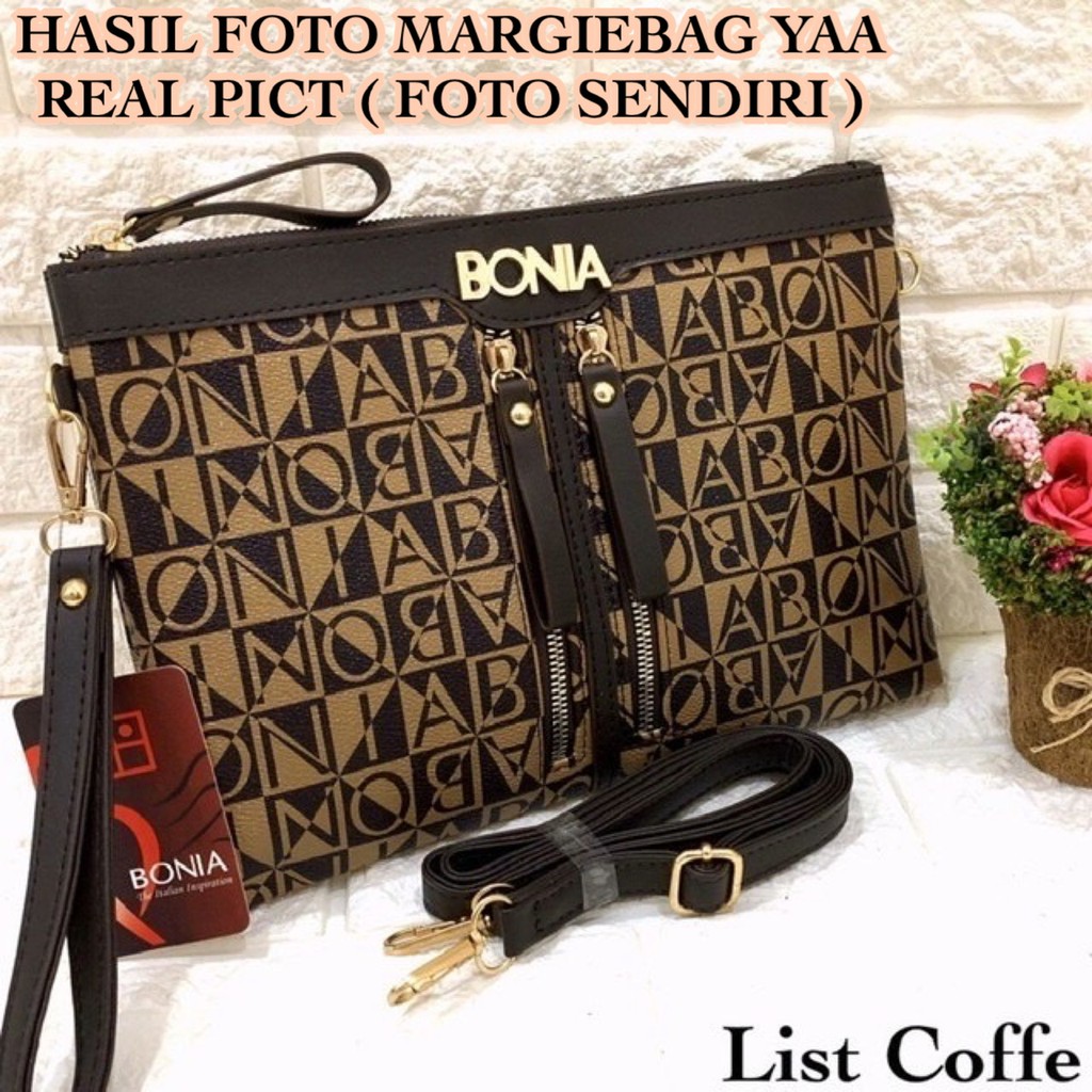 Clutch BONIA DOUBLE ZIPPER ( Kualitas Super ) Premium import tas batam selempang wanita Shopee