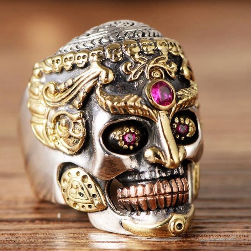Men's punk style gemstone skull ring Shopee Indonesia