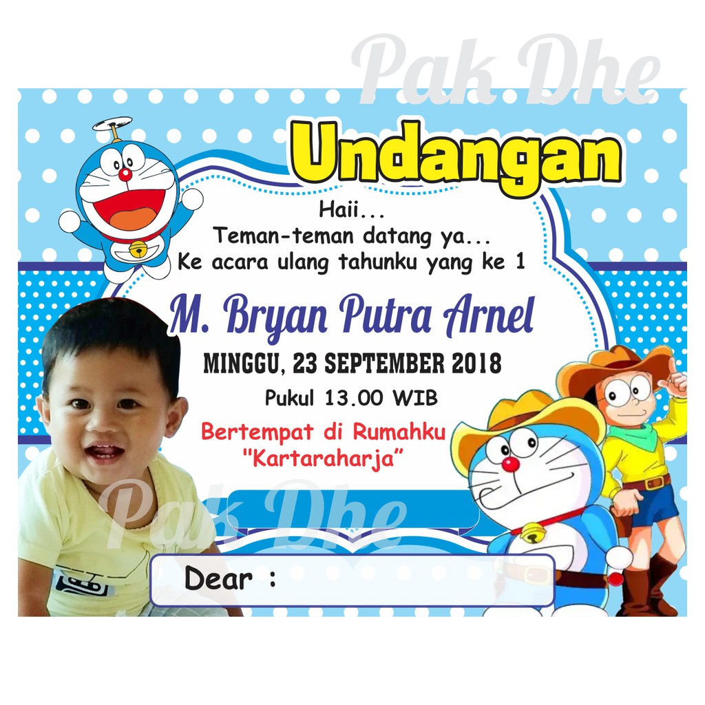 Undangan Ulang Tahun anak Karakter Doraemon / Undangan