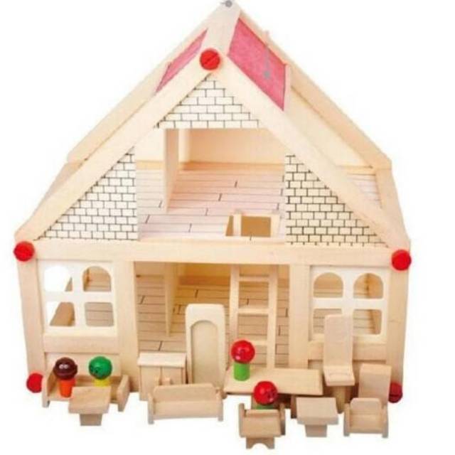 Jual Wooden Doll House - Rumah Boneka - Rumah Kayu - Mainan Anak | Shopee Indonesia