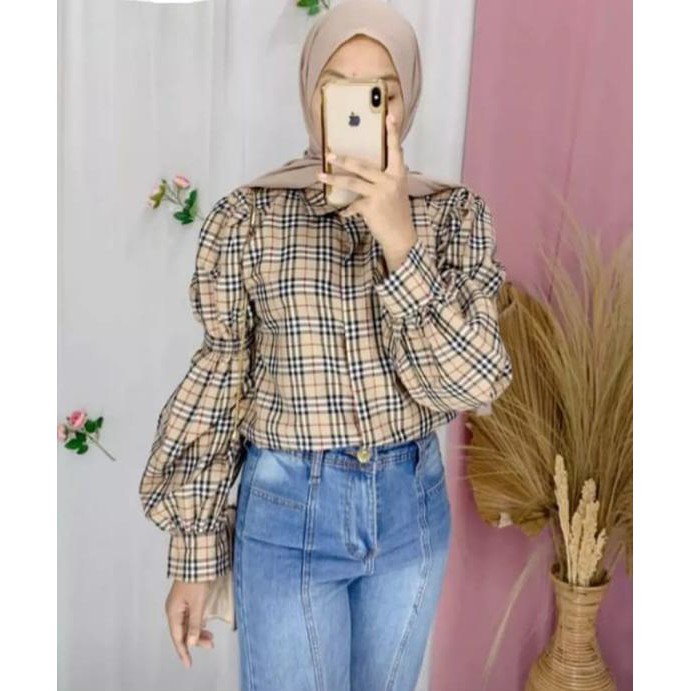 Devie Blouse/kotakkotak/OOTD/kekinian Shopee Indonesia
