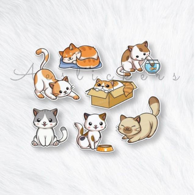 Jual STICKER KUCING LUCU AESTHETIC 1 PACK UNTUK CASE HP LAPTOP JURNAL