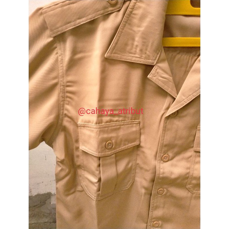 Jual Seragam Pdh Coklat Taruna Pria Wanita Lengan Pendek Bahan Halus | Shopee Indonesia