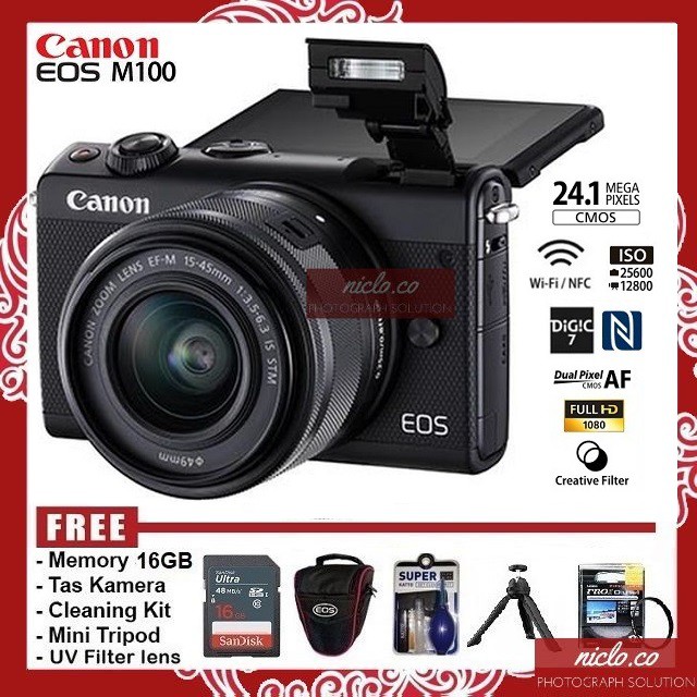 Jual [NEW] KAMERA CANON EOS M100 + LENSA KIT 1545MM IS STM WiFi