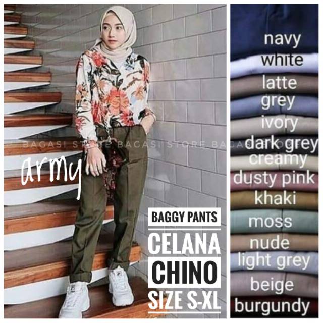 20+ Inspirasi Ootd Hijab Celana Baggy Pants Warna Army