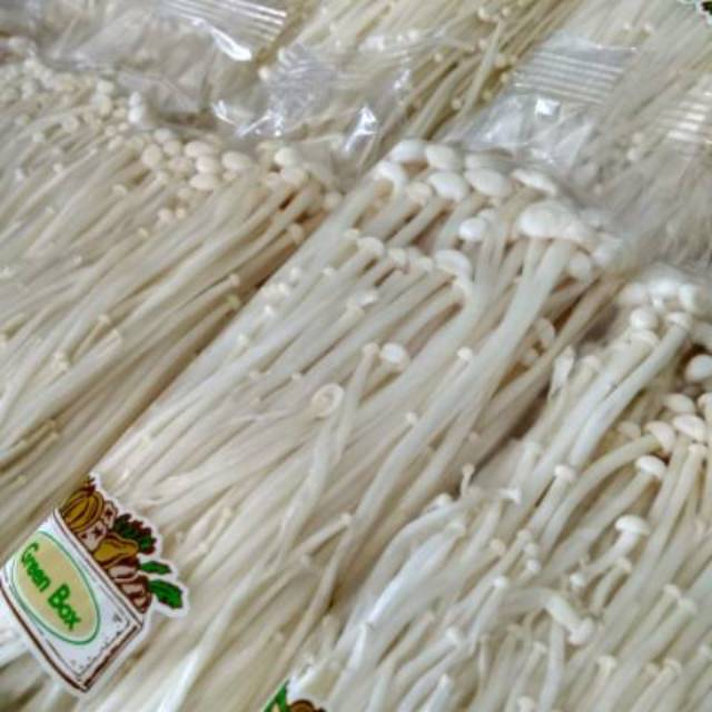 Jual Jual Jamur Enoki Eceran 100gr, Merk Greenco, Jamur Import, Fresh