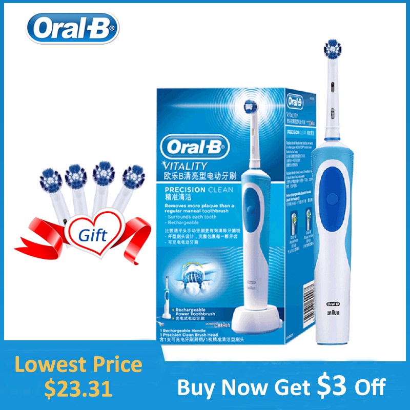 Jual Oral B Electric Toothbrush D12 Vitality Rotation Cleaning Teeth Brush Rechargeable Adult Timer Water | Shopee Indonesia