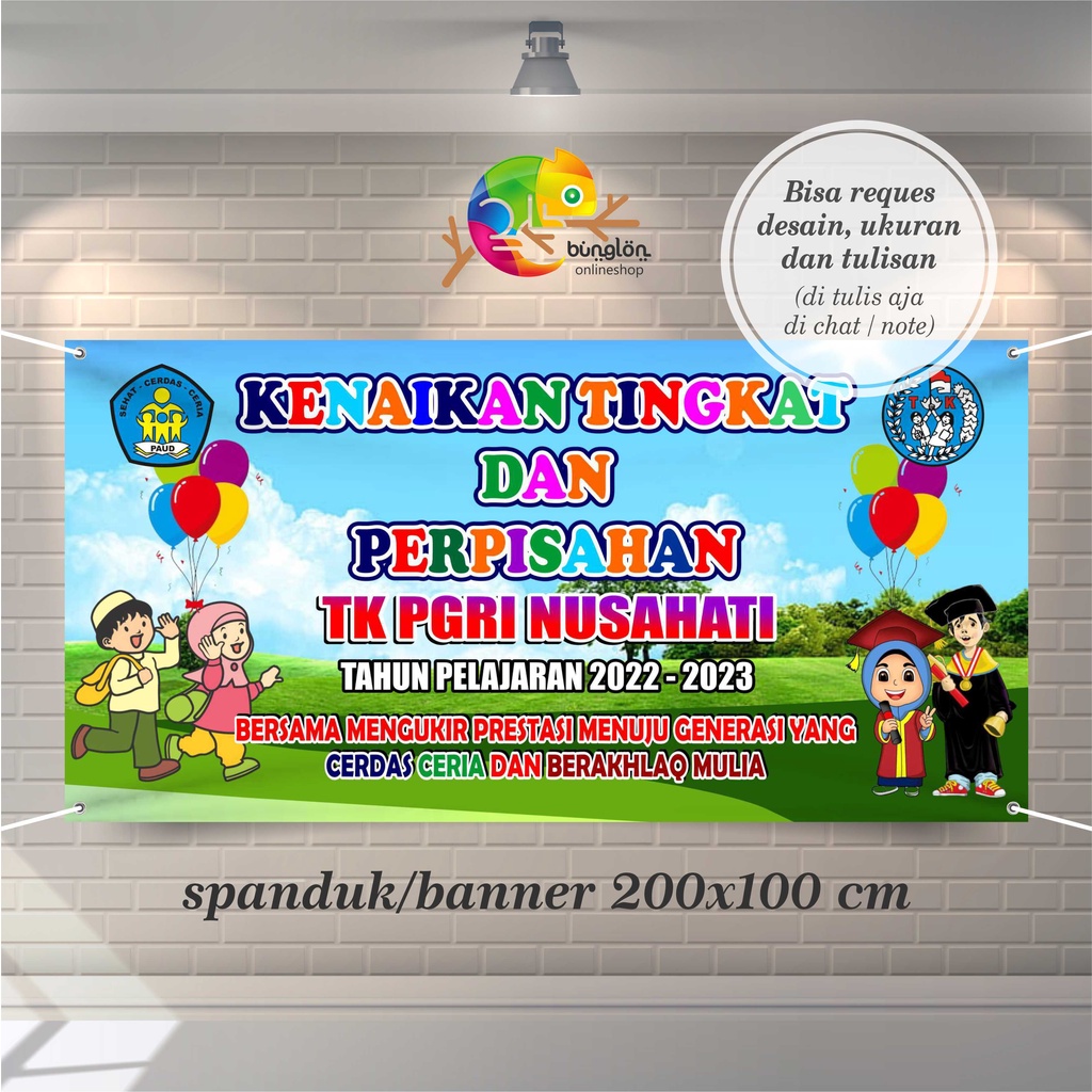 Jual Size 200x100 Cm, Spanduk Banner Kenaikan Kelas & Perpisahan PAUD