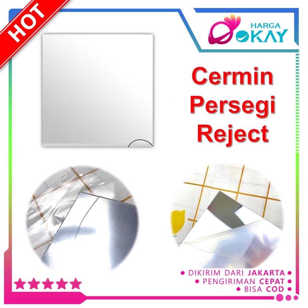 Jual (REJECT) Stiker Cermin Dinding Tempel Persegi Rectangular 30x30cm