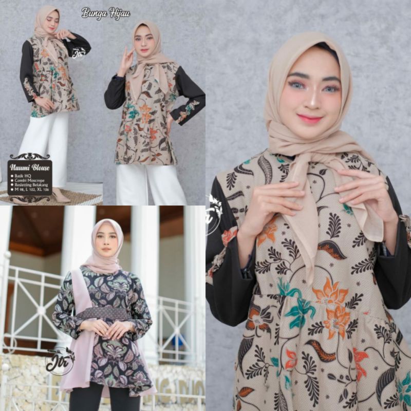 Atasan Blouse Batik Wanita Modern FASHION WANITA Kekinian Brokat Batik Kombinasi Ruby and arsyla