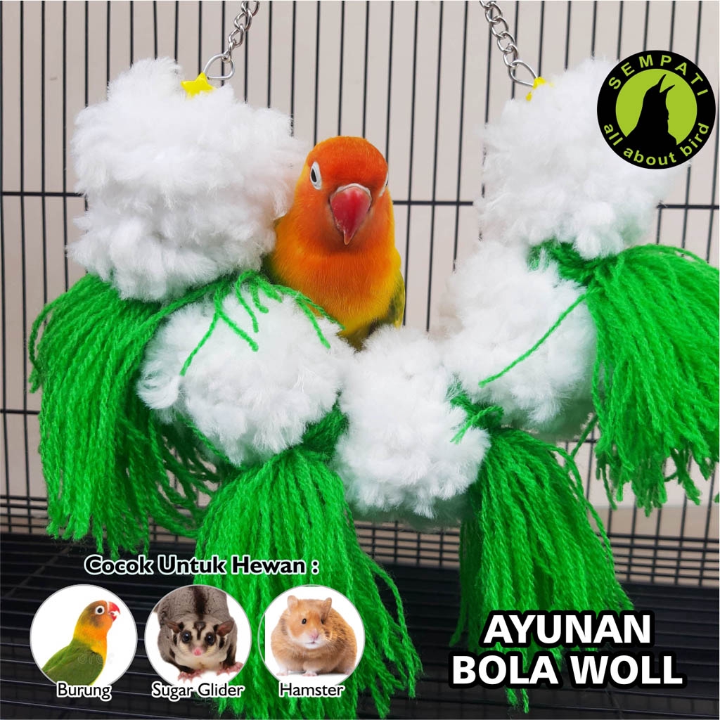 AYUNAN BOLA WOL KAPAS MAINAN BURUNG LOVEBIRD PARKIT NURI