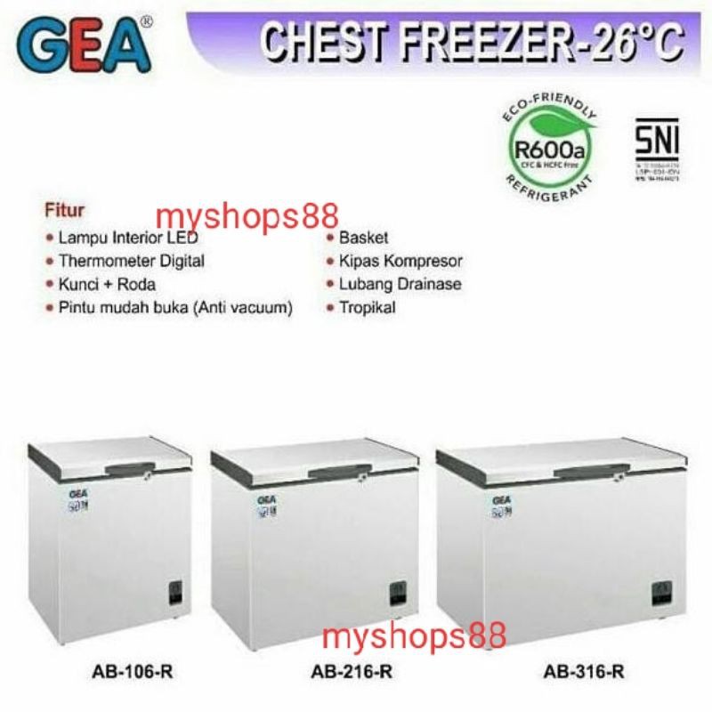 Jual CHEST FREEZER GEA AB106R 100L LEMARI PEMBEKU Shopee Indonesia