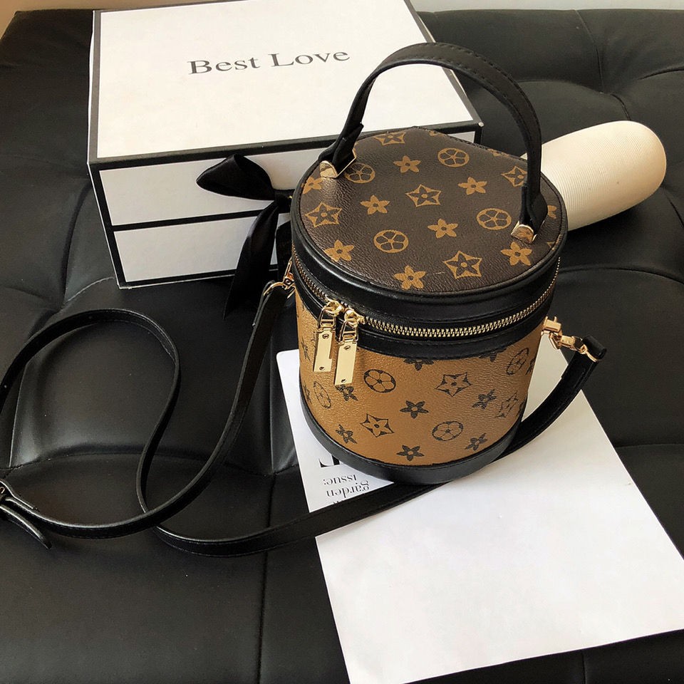 Tas Handbag / Bahu / Selempang Bucket Klasik Vintage Kapasitas Besar Motif Bunga Untuk Wanita