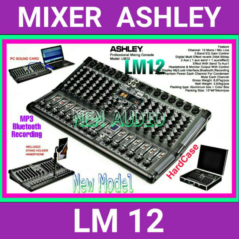 Jual Mixer Audio Ashley LM12 Original LM 12 12ch MP3 Bluetooth PC