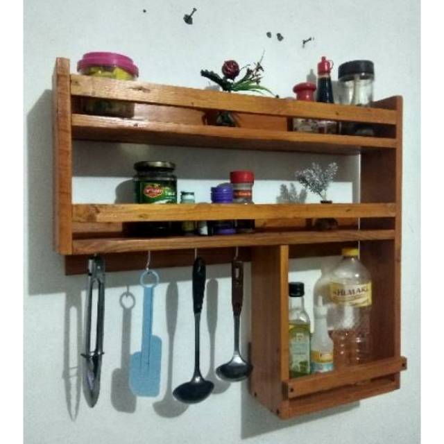 RAK BUMBU DAPUR KAYU JATI BELANDA RAK RUANG MAKAN HIASAN
