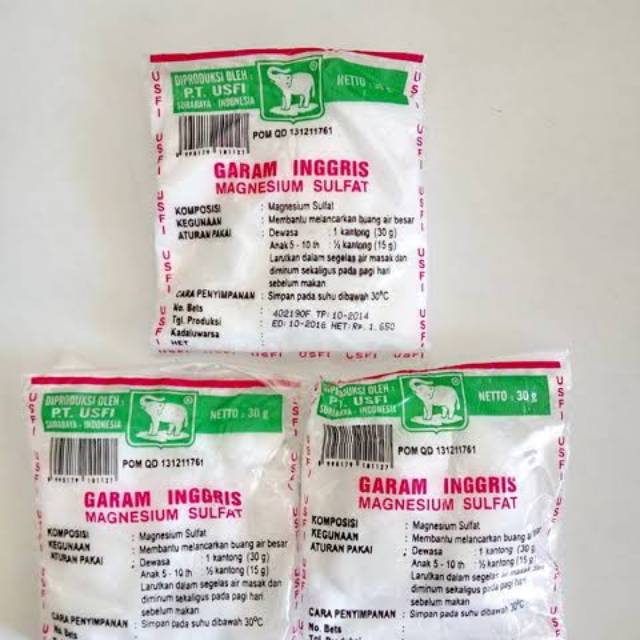 GARAM INGGRIS /EPSOM SALT PURE 100 % / MAGNESIUM SULFAT SACHET 30 GRAM |  Shopee Indonesia