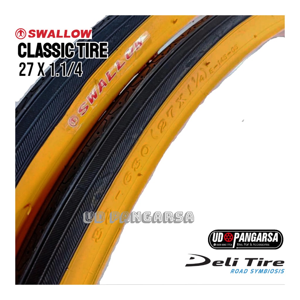 Jual Ban Luar Sepeda Balap Jadul Swallow 27 X 1 1/4 (27 × 1¼) Full Hitam Road Bike | Shopee Indonesia