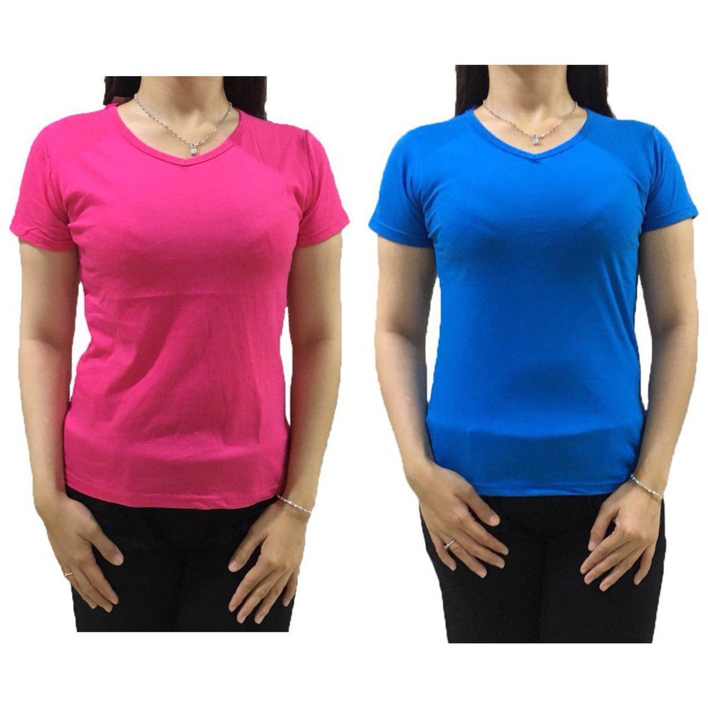 Kaos Basic Vneck Polos Wanita / kaos polos wanita combed