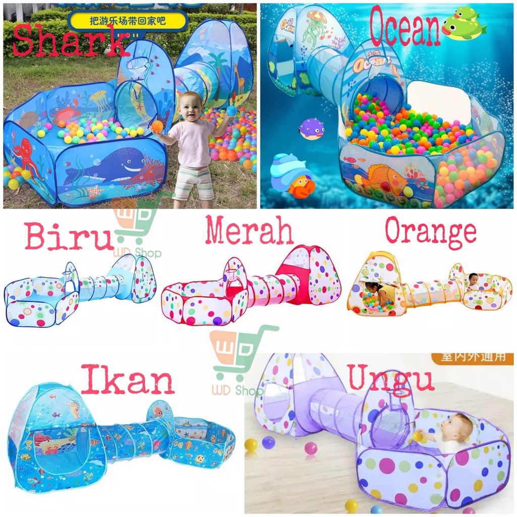 Jual Tenda Anak Terowongan 4 In 1 I Keranjang Anak 4 In 1 I Keranjang Mandi Bola 4 In 1 | Shopee Indonesia