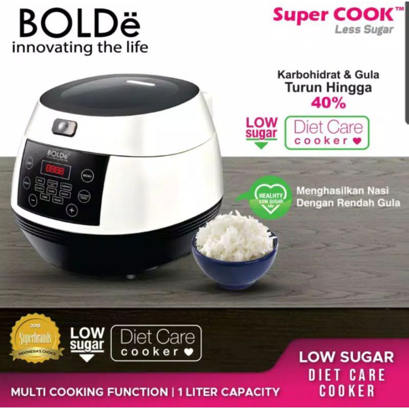 Jual BOLDe Super COOK Less Sugar Rice Cooker 1 Liter Low Carbo 400 Watt