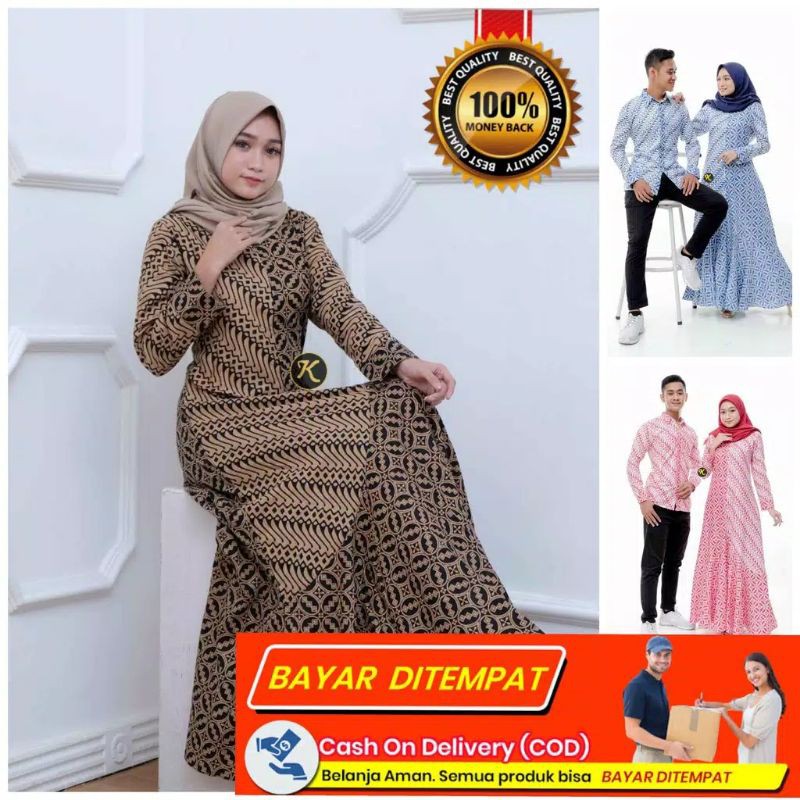 GAMIS COUPLE BAJU MUSLIM GAUN PAKAIAN WANITA DRESS BATIK PEREMPUAN