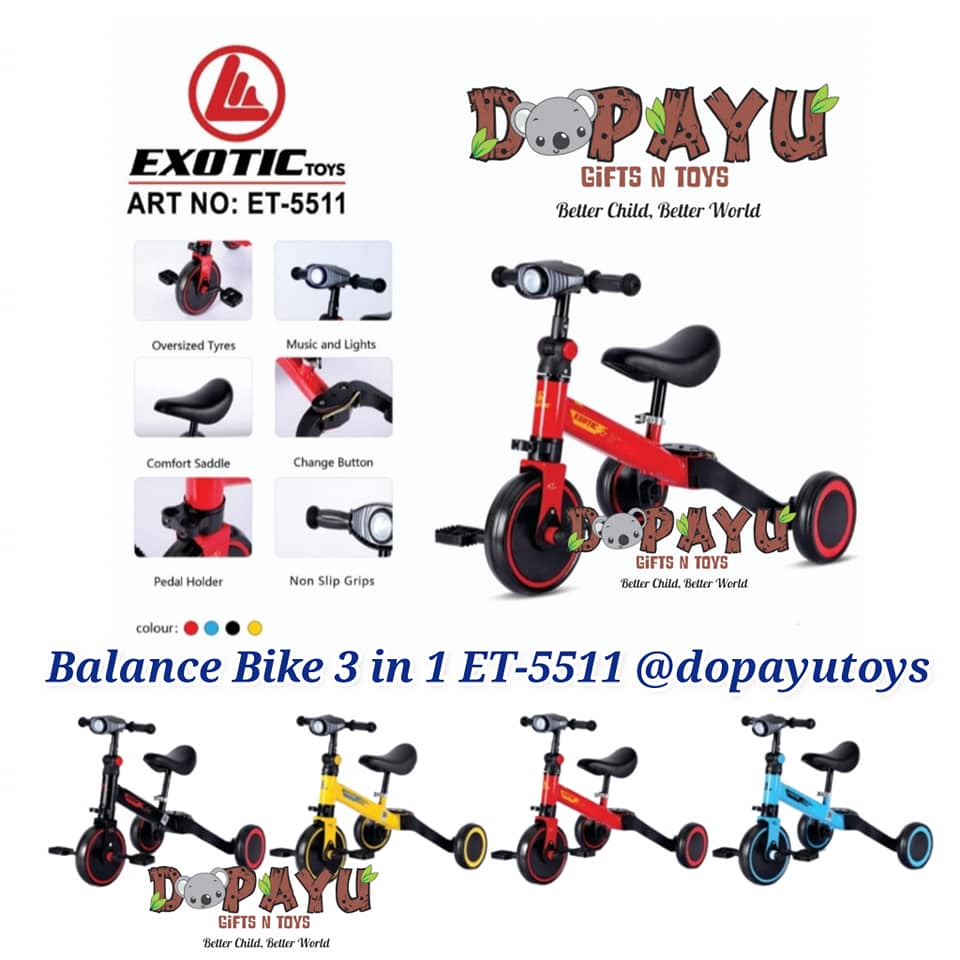 Jual BALANCE BIKE 3 in1 ET5511 ET5511 EXOTIC SEPEDA ANAK LAMPU DAN