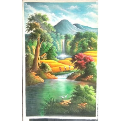 Jual Lukisan Pemandangan Curug Sawah Indonesia|Shopee Indonesia 390_X_390_jpg