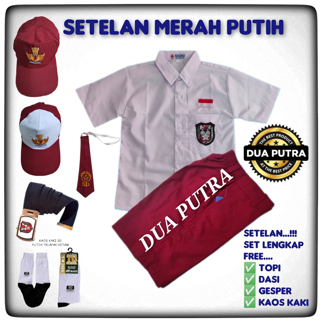 SERAGAM SEKOLAH SD SETELAN MERAH PUTIH LAKILAKI Shopee Indonesia